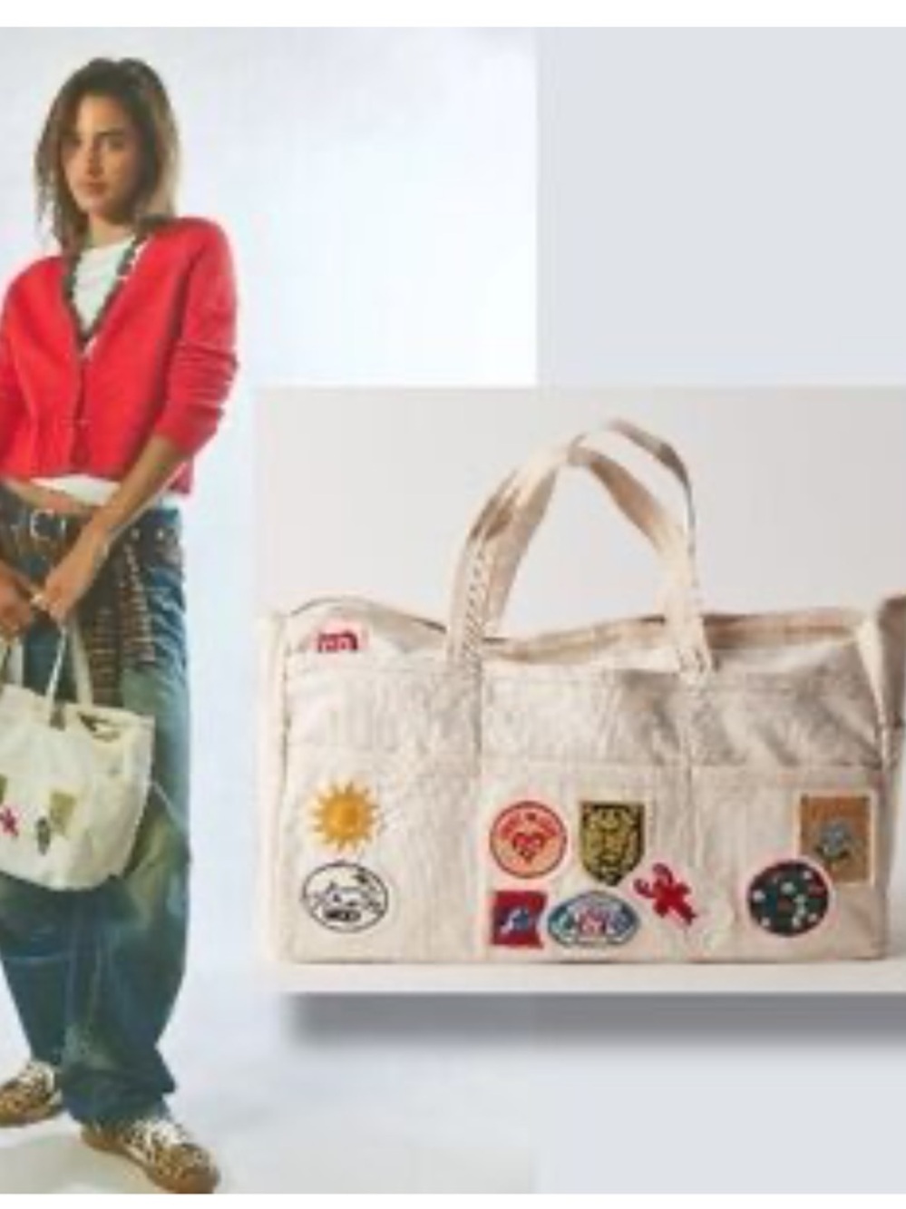 Free People Natural Canvas Tote with Subtle Patch Detail - Picture 5 of 9